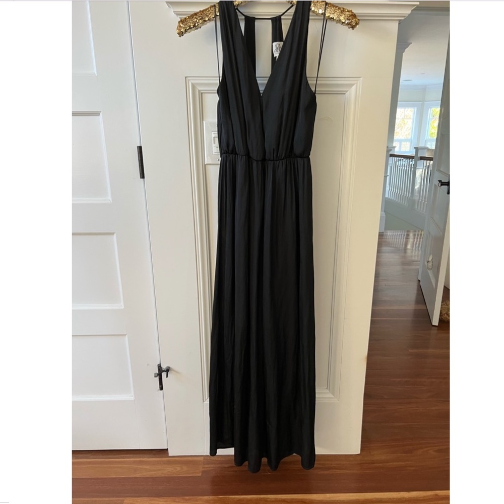Anthropologie dra Los Angeles Womens Maxi Dress Black Sleeveless Open Back S NWT